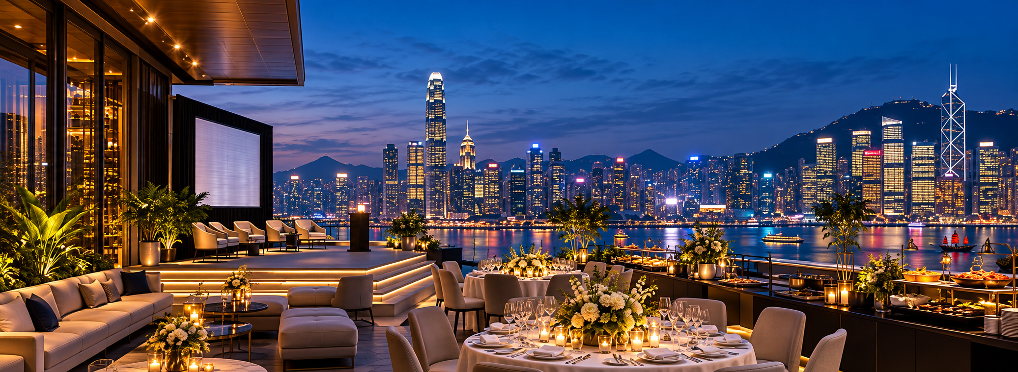 海港城市户外会奖活动场景（AI 示意图）
