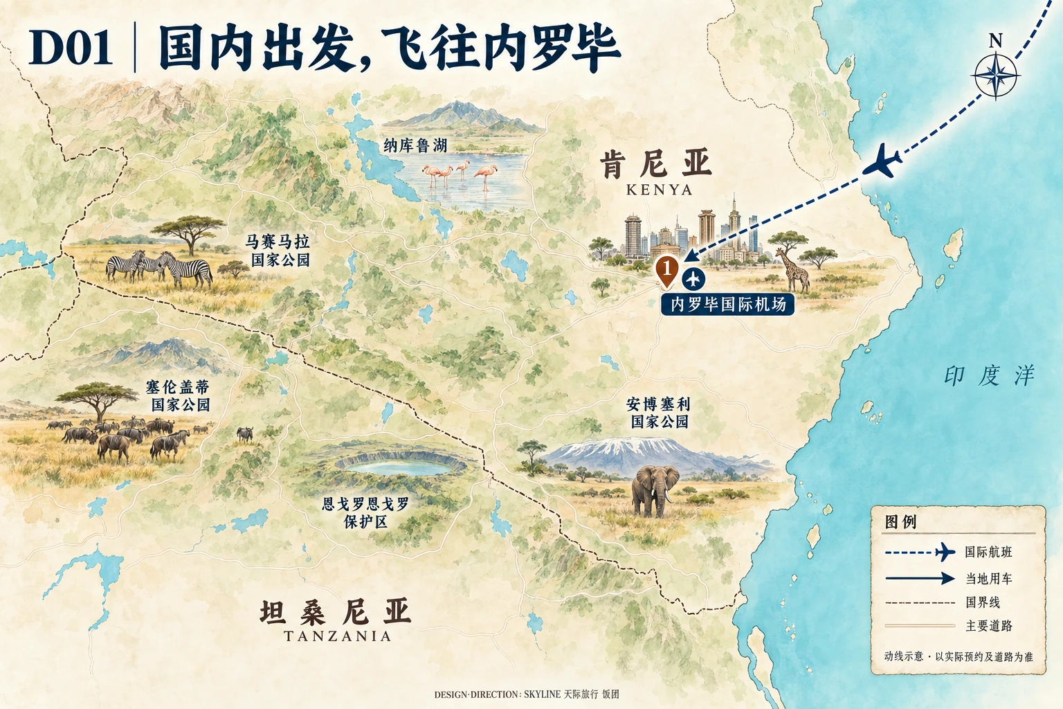 第1天路线图：内罗毕国际机场